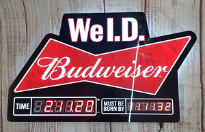 BUDWEISER BEER WE ID COUNTDOWN CLOCK LIGHT UP LED SIGN GAME ROOM MAN CAVE BAR