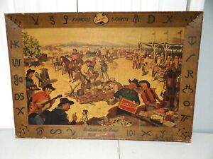 Big 1951 Vtg Falstaff Beer Western Cardboard Bar Sign Barbecue On The Range