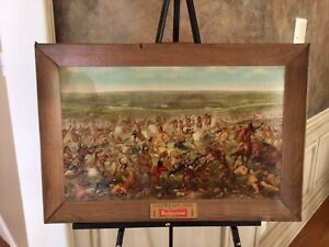 Vintage 1950’s Budweiser Beer Custer's Last Fight Cardboard Framed Picture