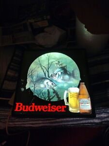 RARE BUDWEISER CRAPPIE BEER LIGHT UP BEER SIGN LIGHTS VTG FISHING SIGN MAN CAVE