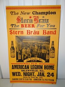 c1939 Stern Brau Star Peerless Brewery Belleville IL Beer Band Sign Okawville