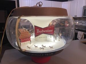 Vintage Round Budweiser King of Beers Rotating Clydesdale Dalmatian Light Works