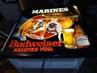 Vintage 1980s Budweiser Salutes You Marines Beer Light Sign Bulldog