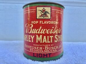 Scarce c1920s Prohibition Era Budweiser Beer Barley Malt Syrup Advertising Can