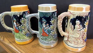 VTG LOT OF 3 ANHEUSER BUSCH BUDWEISER STEIN BEVO MILL GERMANY W/VARIATIONS