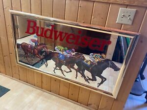 Very Rare 1992 Budweiser Beer Horse Racing Mirror Vintage - Short Production!!