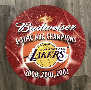 32” Budweiser 3-Time NBA Champions 2000 2001 2002 Los Angeles Lakers Metal Sign