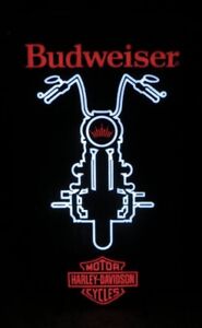 BUDWEISER BEER HARLEY-DAVIDSON MOTORCYCLE LED BAR LIGHT MAN CAVE SIGN FREE SHIP