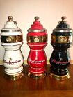 3 Anheuser Busch draught tower stein  VERY rare red one is SIGNED!