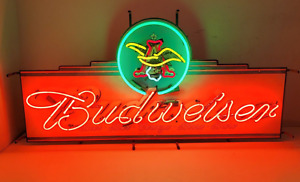 Vintage 70's A Busch Budweiser Beer Eagle Neon Bar Sign Cursive Script 24