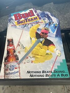 1991 BUDWEISER BUD SKI TEAM METAL SIGN 