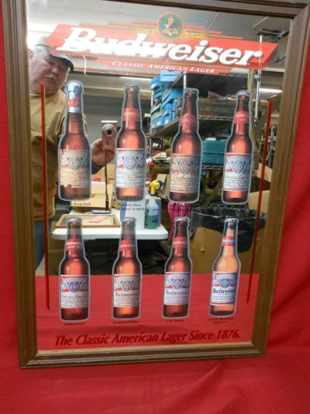 Vintage 1998 Budweiser Classic American Lager Beer Mirror Sign