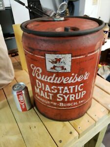 RARE! Prohibition Era. Anheuser Busch Budweiser Diastatic Malt Syrup Can Drum