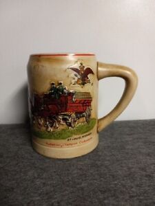 1980 Budweiser Holiday stein GREEN CASES VERSION 1st mug Christmas RED PRINT