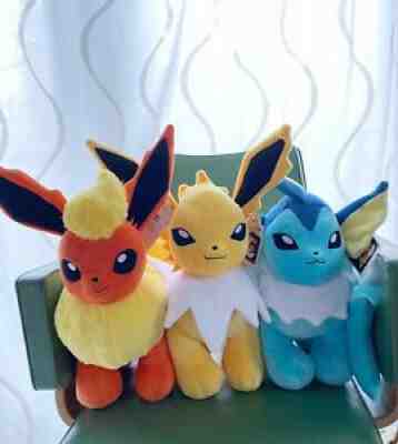 Build A Bear Pokemon SET Flareon Jolteon Vaporeon Plush Dolls NEW Large