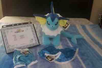 NEW! Build-A-Bear Vaporeon Complete Bundle w/ Sound, Sleeper, Cape & Certificate