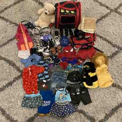 Build-A-Bear Huge Boy Clothes, Shoes and Accessories Lot of 45+ Pieces And Bag