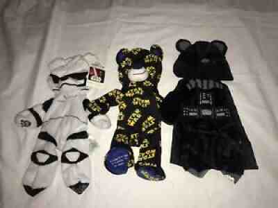 Build a Bear Star Wars 3 Bear Lot - Darth Vader, Stormtrooper, Logo Print - Unst