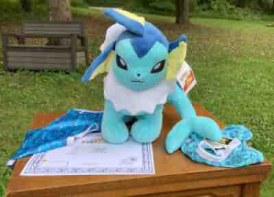 NWT Build A Bear Pokemon Vaporeon Online Exclusive Bundle Sounds Cape Sleeper