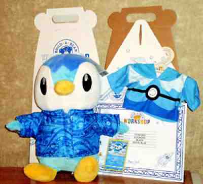 Build a Bear Pokemon Piplup Blue Penguin Dive Ball Hoodie Poke Ball Parka Sound