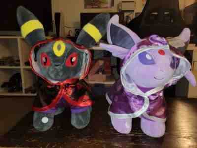 Build A Bear Pokemon Umbreon and Espeon Plush w/ Cape, Coat and 5-in-1 Sounds!