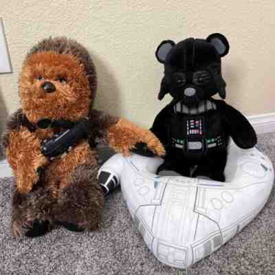 Build A Bear RARE Star Wars Millennium Falcon Plush + Darth Vader + Chewy