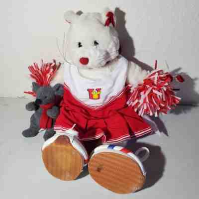 1997 Build a Bear Limited Edition White Cat KITTY Retired Red Nose Cheerleader