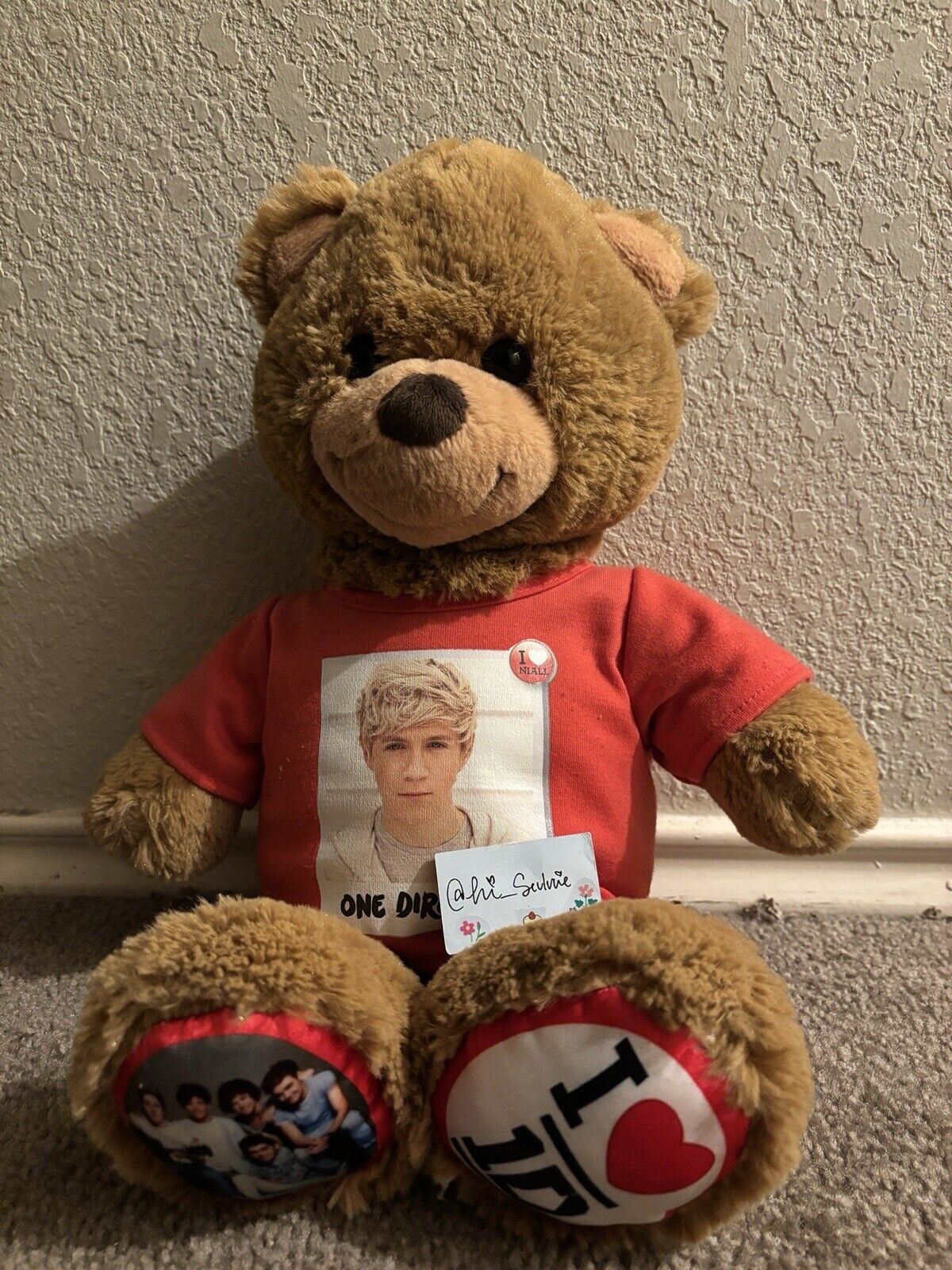One Direction 1D 2013 Build a Bear BABW 16” brown heart plush teddy niall horan
