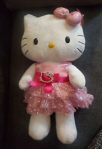 2010 SPARKLE Hello Kitty Build-A-Bear 19” White Plush With Pink Bow, Tags & More
