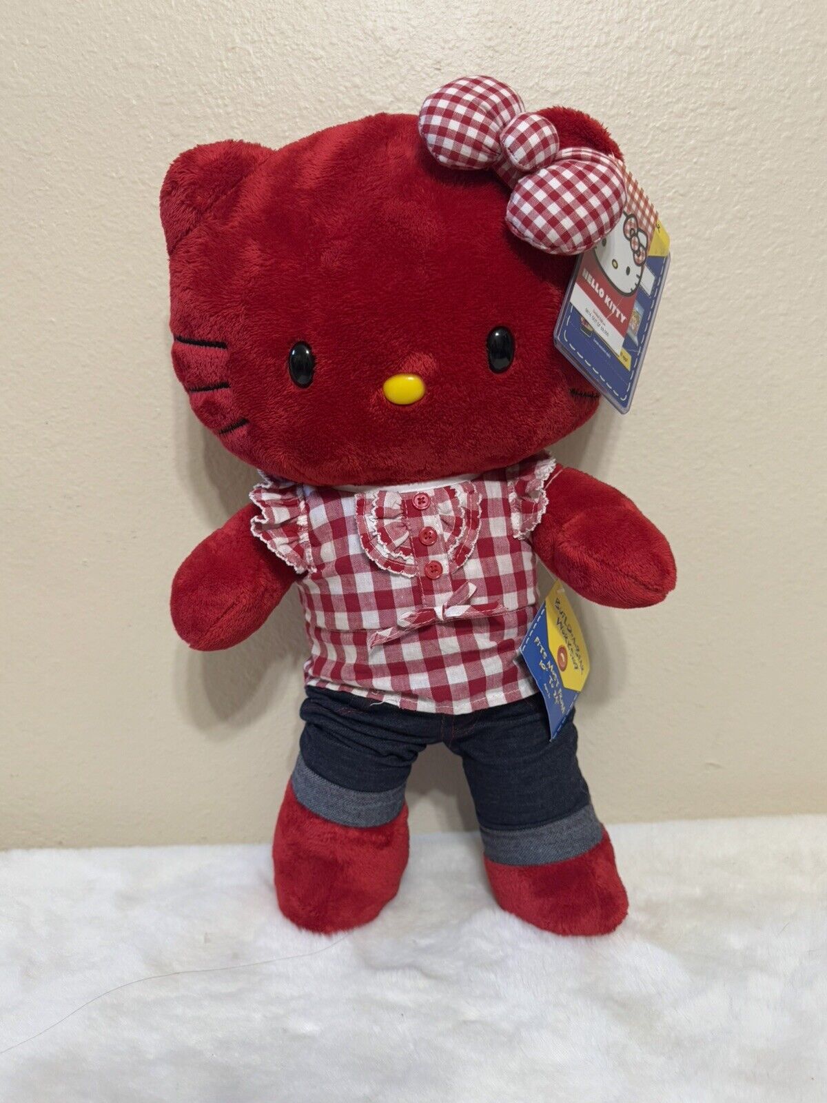 HELLO KITTY Plush Build-A-Bear Sanrio Red Gingham Heart LIMITED EDITION Bow TAGS
