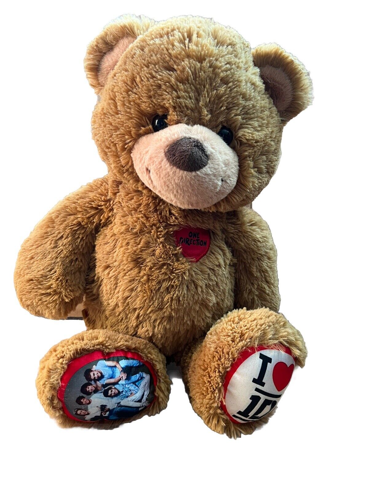 One Direction 1D Retired 2013 Build A Bear BABW 16” Heart Brown Teddy Bear Plush