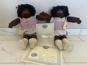 Vintage RARE Cabbage Patch Kids Dolls Soft Sculpture Twin Edition Girls 1986
