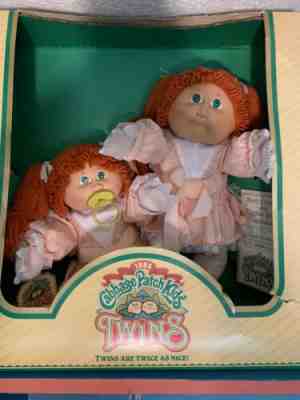 Vintage Cabbage Patch Kids Twin Dolls 1985 Green Eyes, Red Hair Xavier Robert's