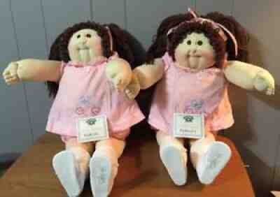 Xavier Roberts Soft Sculpture 1986 IDENTICAL TWINS Adrial Ainsley Birth Cert