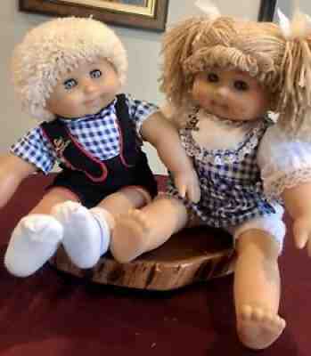 Rare Set Of Vtg Lissi Fashion Puppenfabrik Cabbage Patch Style Boy & Girl Dolls