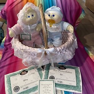 1985 Cabbage Patch----Soft Sculpture Dolls----Girl & Boy Twin Preemie Edition