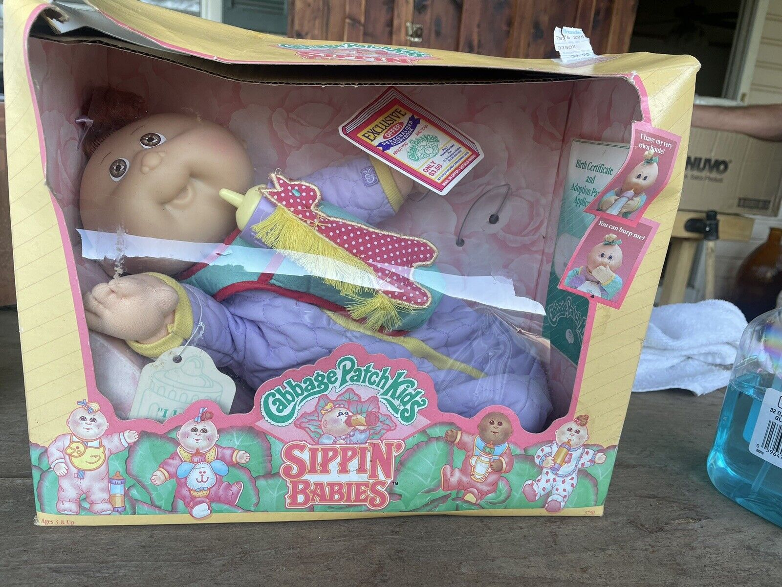 1991 Cabbage Patch Kids Sippin' Babies Doll Red Head ** Box Damaged!!