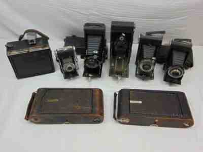 Lot of 8 Vintage Folding Cameras, Kodak, Balda, No. 2A, UNTESTED FPOR (670)