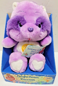 VINTAGE 1985 CARE BEAR COUSINS BRIGHT HEART RACCOON PLUSH *NEW IN BOX W/BOOLET*