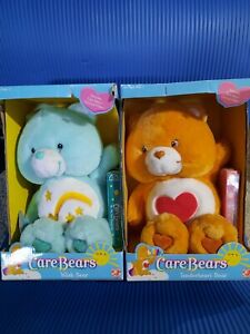 Lot of 2 - 2002 Care Bear Plush - Wish Bear & Tenderheart Bear - 16" Tall   New!