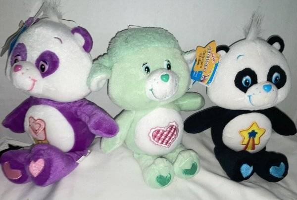 11" Tagged CARE BEARS & FRIENDS Gentle Heart Lamb, Polite & PERFECT Pandas