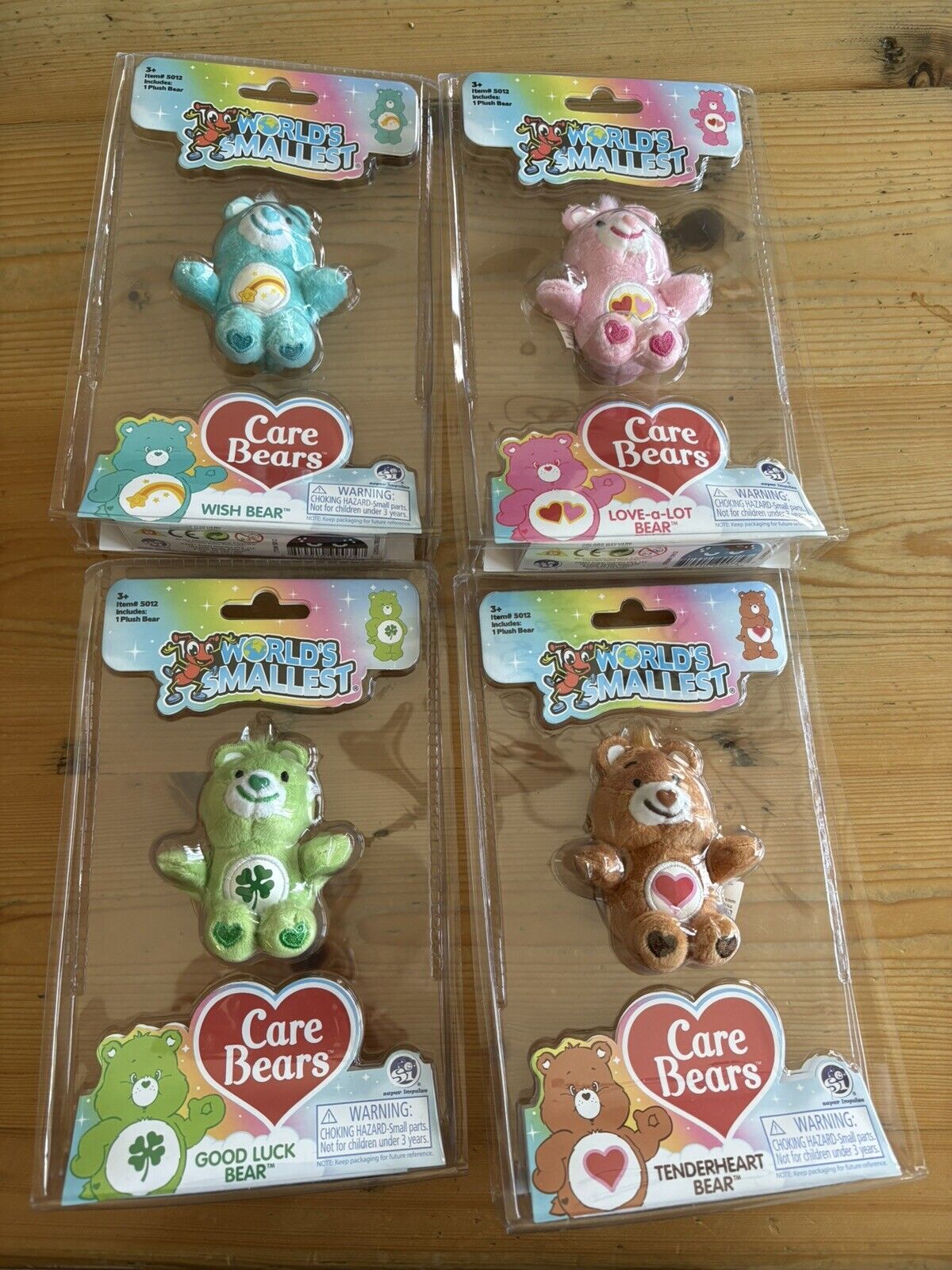 WORLD'S SMALLEST CARE BEARS SERIES 2,SET OF 4,NEW,GOOD LUCK WISH TENDERHEART LOV