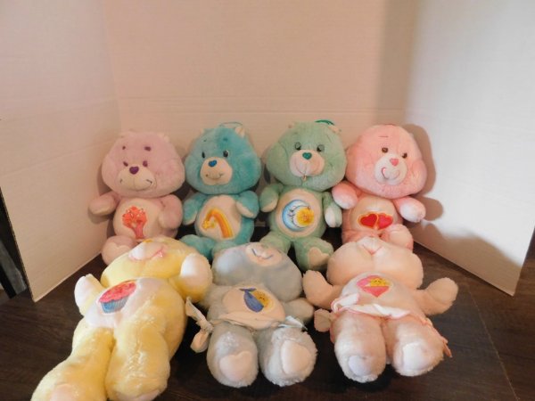 Lot of 7 Vintage 1980's Care Bears Love a Lot, Babies, Bedtime 12"
