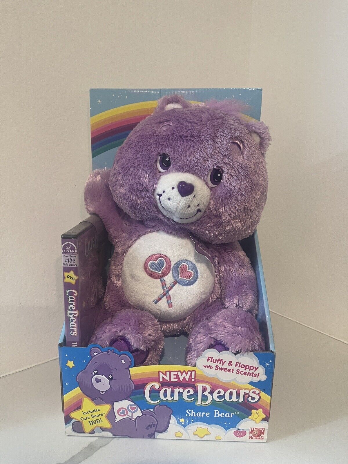 Care Bears Fluffy & Floppy Share Bear NIB W/DVD 2005