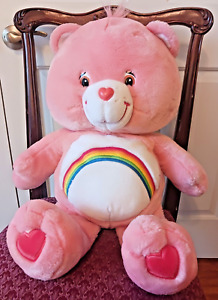 LARGE 26 Inch Care Bear CHEER Plush Pink Rainbow Vintage 2002 HUGE!