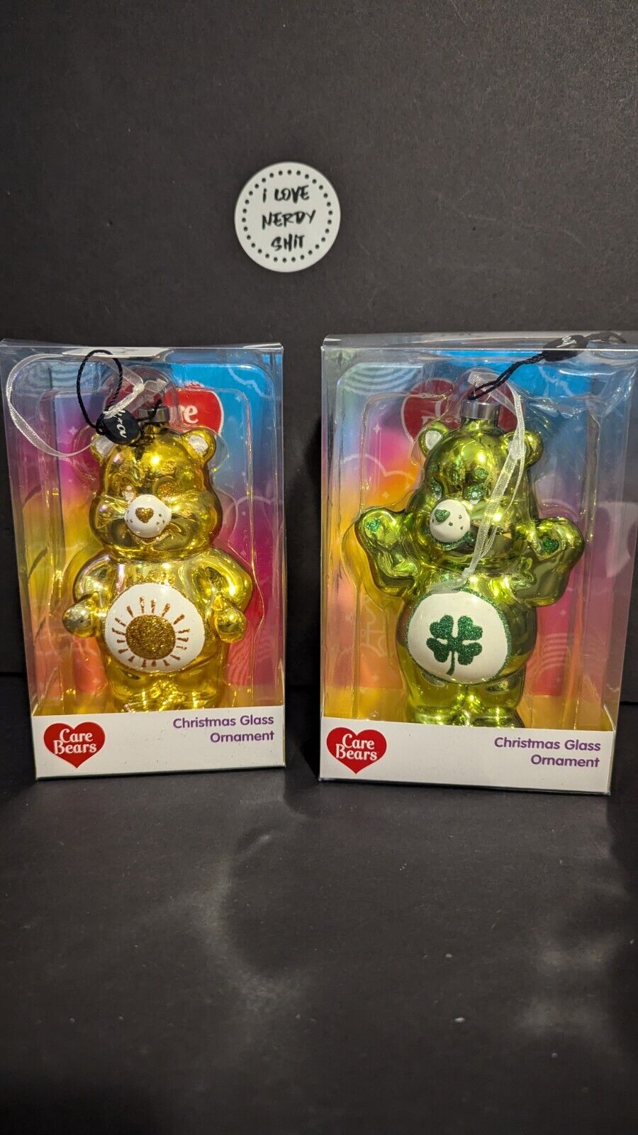 Care Bears - Funshine Bear & Good Luck Bear Glass Ornament Set