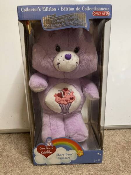 CARE BEAR COLLECTOR'S EDITION TARGET SHARE PURPLE 35TH ANNIVERSARY NIB 2018