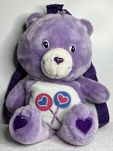 RARE Care Bear Stuffed Animal Plush SHARE BEAR Purple Lollipop Backpack Bag 2003