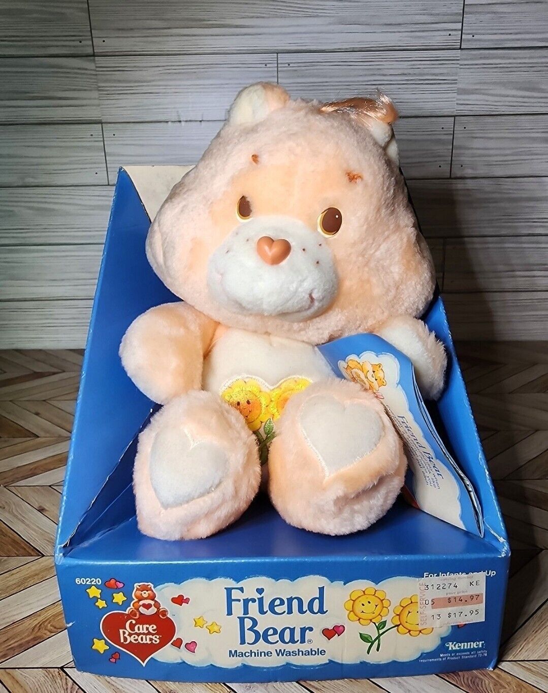 Rare NOS Vintage 1983 Friend Bear 13" CareBear Plush Box Hang Tag by Kenner