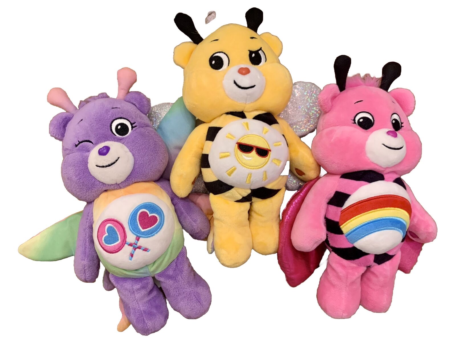3 Care Bears Plush 40th Anniversary 9” Plush Spring Theme Butterfly Ladybug Bee